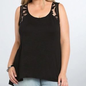 TORRID Floral Lace Inset Tank Top black